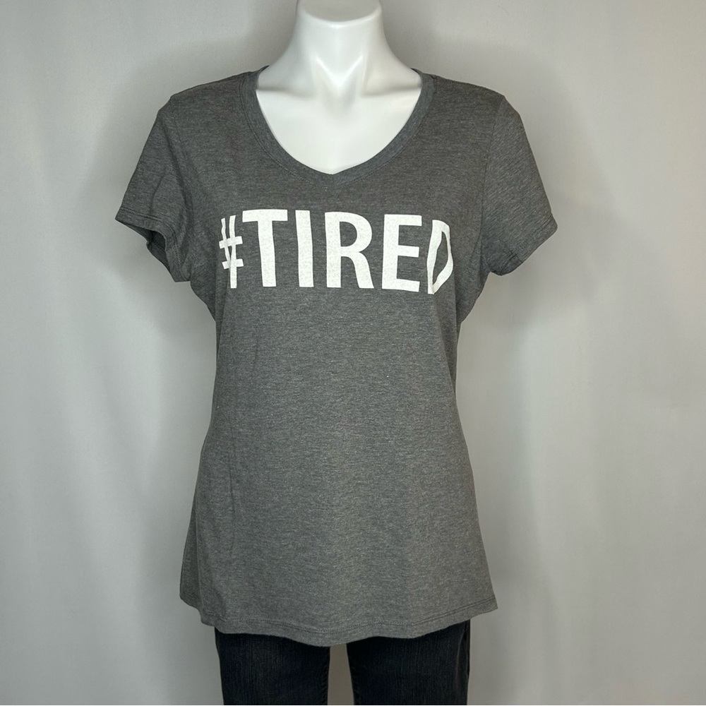 District Gray “#TIRED” Relaxed Fit Graphic Tee, Large